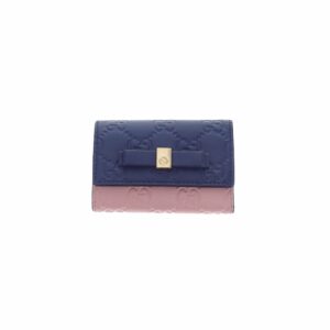 Gucci Guccissima Navy & Pink 6 Key Case