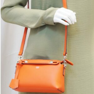 FENDI Orange Leather By the Way Mini Shoulder Crossbody Bag