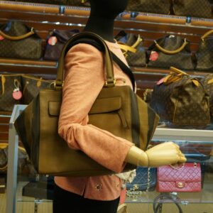 Fendi Pecan Canvas Leather Black/Brown Shoulder Bag