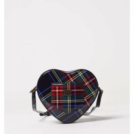 Dolce & Gabbana HeartShaped Plaid Crossbody Bag Kids Blue ONE SIZE Blue