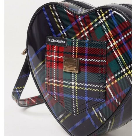 Dolce & Gabbana HeartShaped Plaid Crossbody Bag Kids Blue