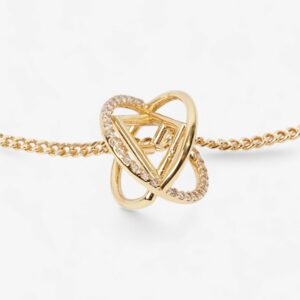Fendi F is Fendi Circle Pendant Necklace Gold / Crystal Base Metal