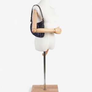 Fendi Oyster Shoulder Bag Navy Blue Canvas