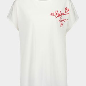 White Short-Sleeved Lipstick Print T-Shirt