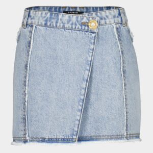 Blue Asymmetric Denim Skirt