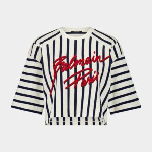 Striped Cropped Baseball Top