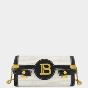 Pouch with Chain B-Buzz 23 in Raffia & Calfskin