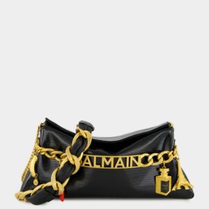 Black 1945 Striped Patent Leather Clutch