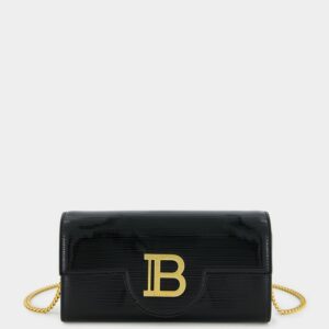 Black B-Buzz Wallet in Striped Patent Leather