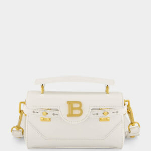 White B-Buzz Grained Calfskin Bag