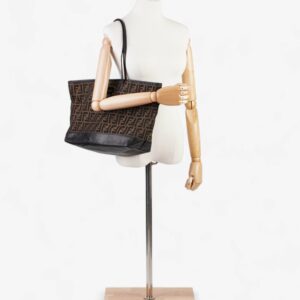 Fendi Roll Tote Tobacco / Black Zucca Canvas