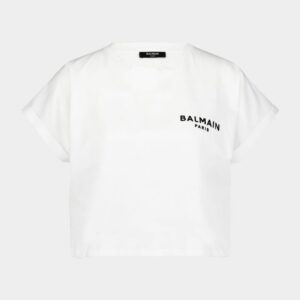 Flocked-Logo Cropped T-Shirt