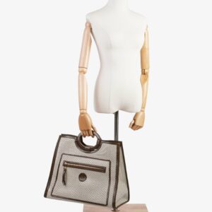 Fendi Perforated Runaway Shopper Tote White / Brown Leather Large