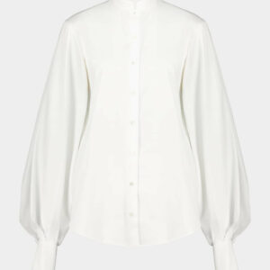 White Cotton Poplin Puff Sleeve Shirt