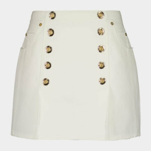 White Cotton Canvas Mini Skirt