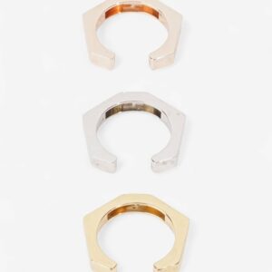 Fendi 3 Stack FF Rings Gold / Bronze / Silver Base Metal Medium (Circumference - 55mm)