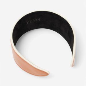 Fendi Logo Embossed Hairband Tan Leather