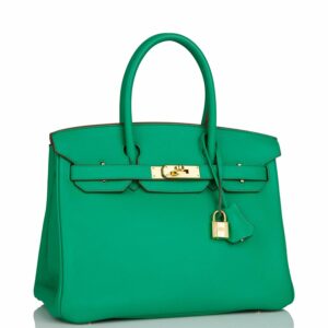 Hermes Birkin 30 Menthe Clemence Gold Hardware