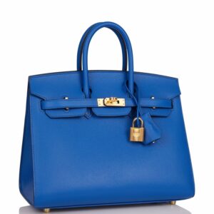 Hermes Birkin 25 Sellier Bleu France Epsom Gold Hardware