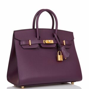Hermes Birkin 25 Sellier Cassis Veau Madame Gold Hardware