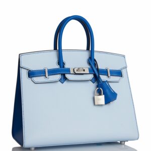 Hermes Birkin 25 Sellier Bleu Brume and Bleu Zellige Epsom Brushed Palladium Hardware
