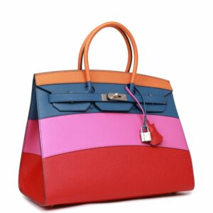 Hermes Birkin 35 Sellier Rainbow Epsom Palladium Hardware