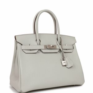 Hermes Birkin 30 Gris Perle Verso Chevre Brushed Palladium Hardware