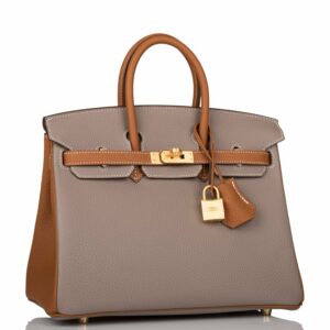 Hermes Birkin 25 Gris Asphalte and Gold Togo Brushed Gold Hardware