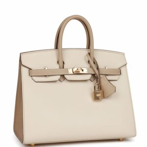 Hermes Birkin 25 Sellier Craie and Trench Epsom Permabrass Hardware