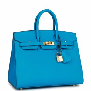 Hermes Birkin 25 Sellier Bleu Frida Epsom Gold Hardware