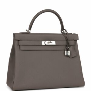 Hermes Kelly 32 Retourne Etain Togo Palladium Hardware