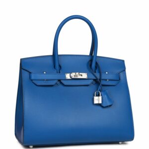 Hermes Birkin 30 Sellier Bleu France Epsom Palladium Hardware