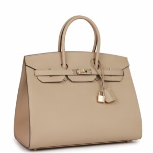 Hermes Birkin 35 Sellier Trench and Jaune Ambre Verso Epsom Permabrass Hardware