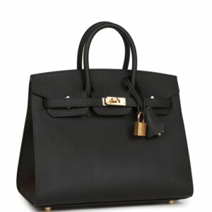 Hermes Birkin 25 Sellier Black Epsom Gold Hardware