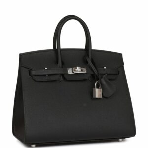Hermes Birkin 25 Sellier Black Epsom Palladium Hardware
