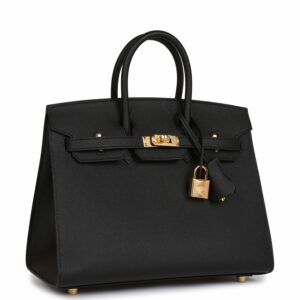 Hermes Birkin 25 Sellier Black Epsom Gold Hardware