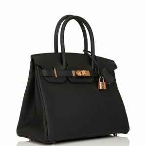 Hermes Birkin 30 Black Togo Rose Gold Hardware