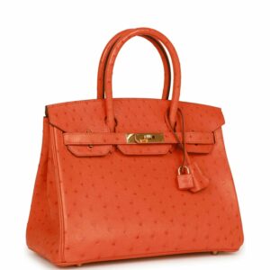 Hermes Birkin 30 Tangerine Ostrich Gold Hardware