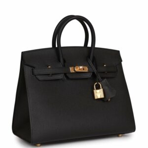 Hermes Birkin 25 Sellier Black Epsom Gold Hardware