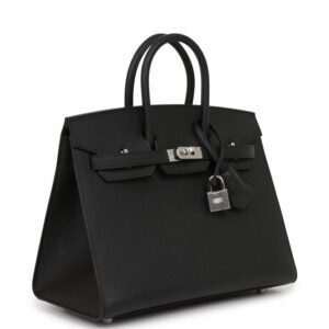Hermes Birkin 25 Sellier Black Epsom Palladium Hardware