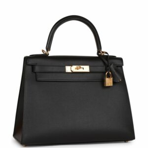 Hermes Kelly 28 Sellier Black Madame Gold Hardware