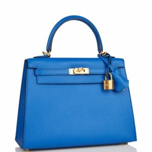 Hermes Kelly 25 Sellier Bleu France Epsom Gold Hardware