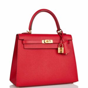 Hermes Kelly 25 Sellier Rouge Casaque Epsom Gold Hardware