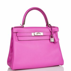 Hermes Kelly 28 Retourne Magnolia Evercolor Palladium Hardware