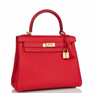 Hermes Kelly 25 Retourne Rouge Casaque Togo Gold Hardware
