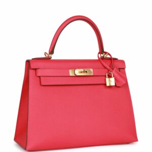 Hermes Kelly 28 Sellier Rose Extreme Epsom Gold Hardware