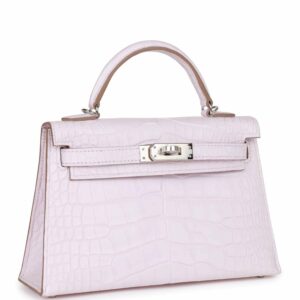 Hermes Kelly 20 Sellier Mauve Pale Satin Boreal Alligator Palladium Hardware