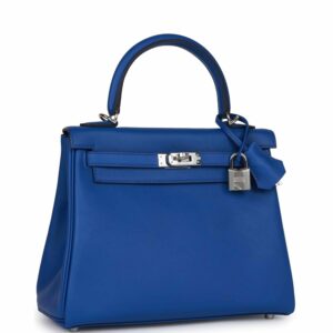 Hermes Kelly 25 Retourne Bleu Royal Swift Palladium Hardware