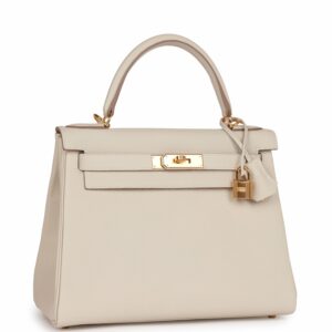 Hermes Kelly 28 Retourne Craie Togo Gold Hardware