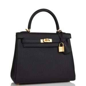 Hermes Kelly 25 Retourne Black Togo Gold Hardware
